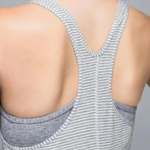 Lululemon Torque Tank Hyper  Stripe Heathered Medium Grey Ghost 4 - Picture 3 of 9